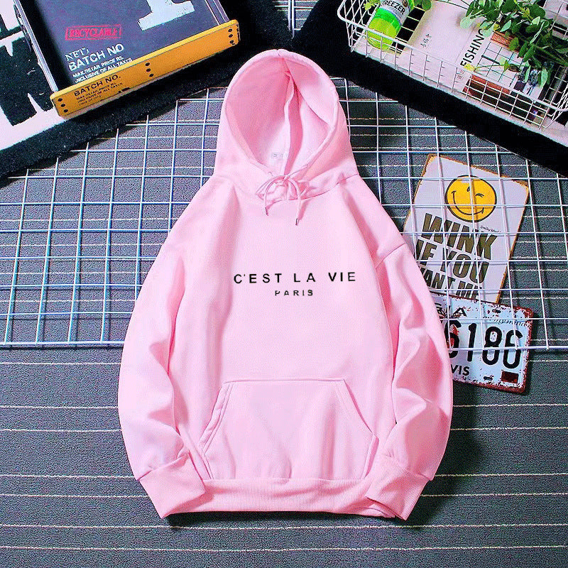 letter print new hooded sweater women's spring long-sleeved lazy style loose hooded top