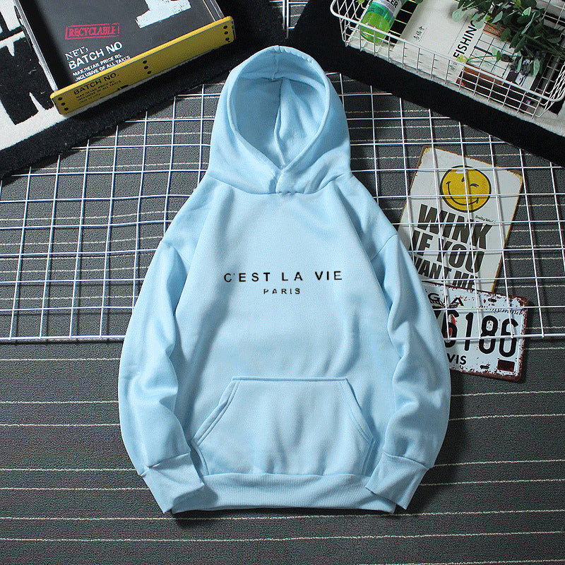 letter print new hooded sweater women's spring long-sleeved lazy style loose hooded top