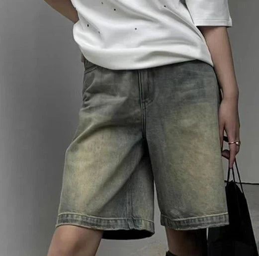S-4XL Denim Shorts Women Chic Leisure Streetwear High Waist Korean Style Summer Knee Simple Comfortable Students Clothing New